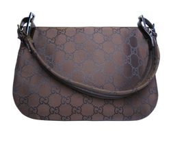 Vintage GG Shoulder Bag, Nylon, Brown, 001.3198, Db, 3*